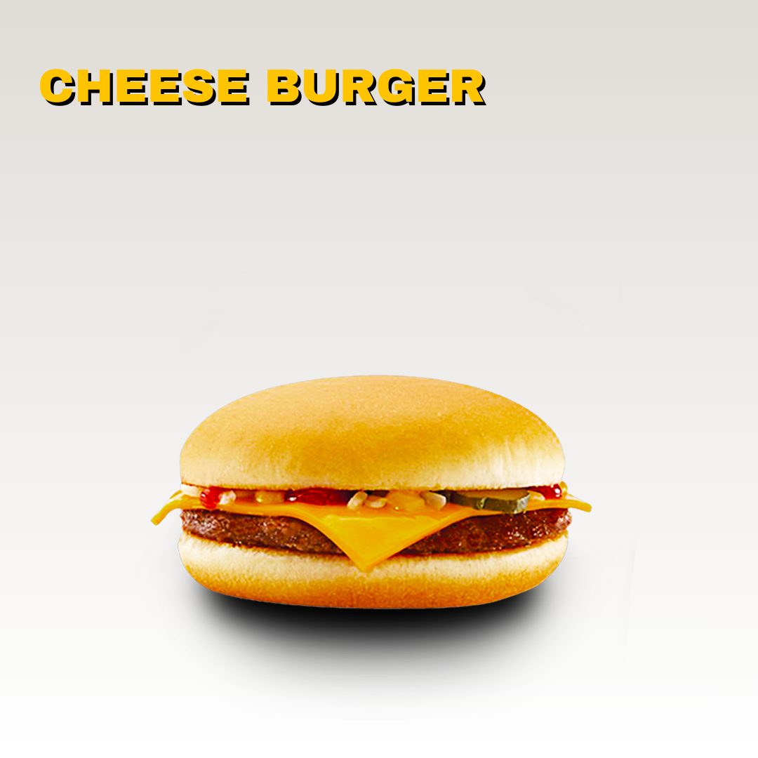 Un cheeseburger avec fromage cheddar, un steak, et condiments dans un petit pain. Toute notre carte est halal.
