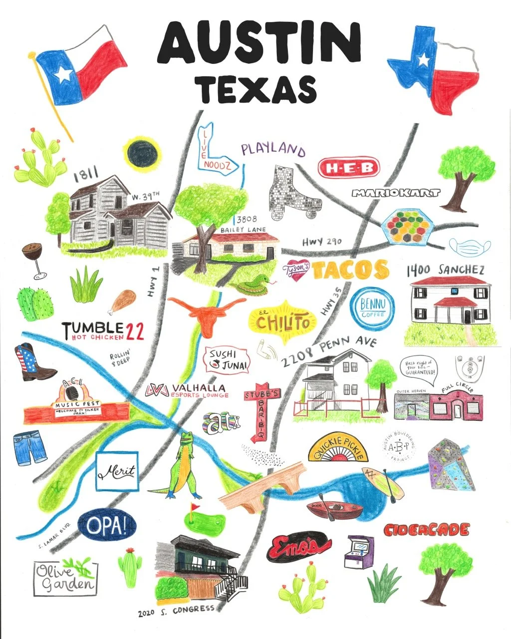 Austin, TX Illustration