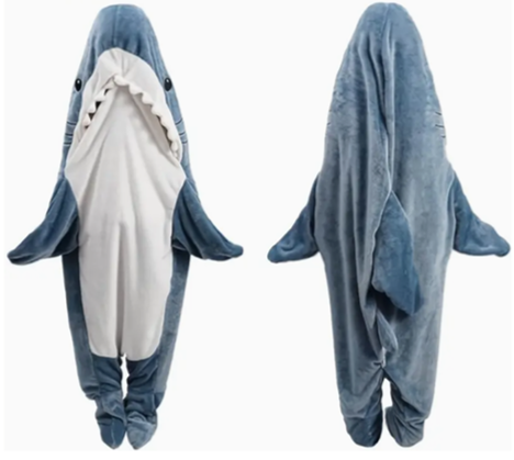 Manta con Capucha de Tiburón Azul de 1.66 a 1.73 m