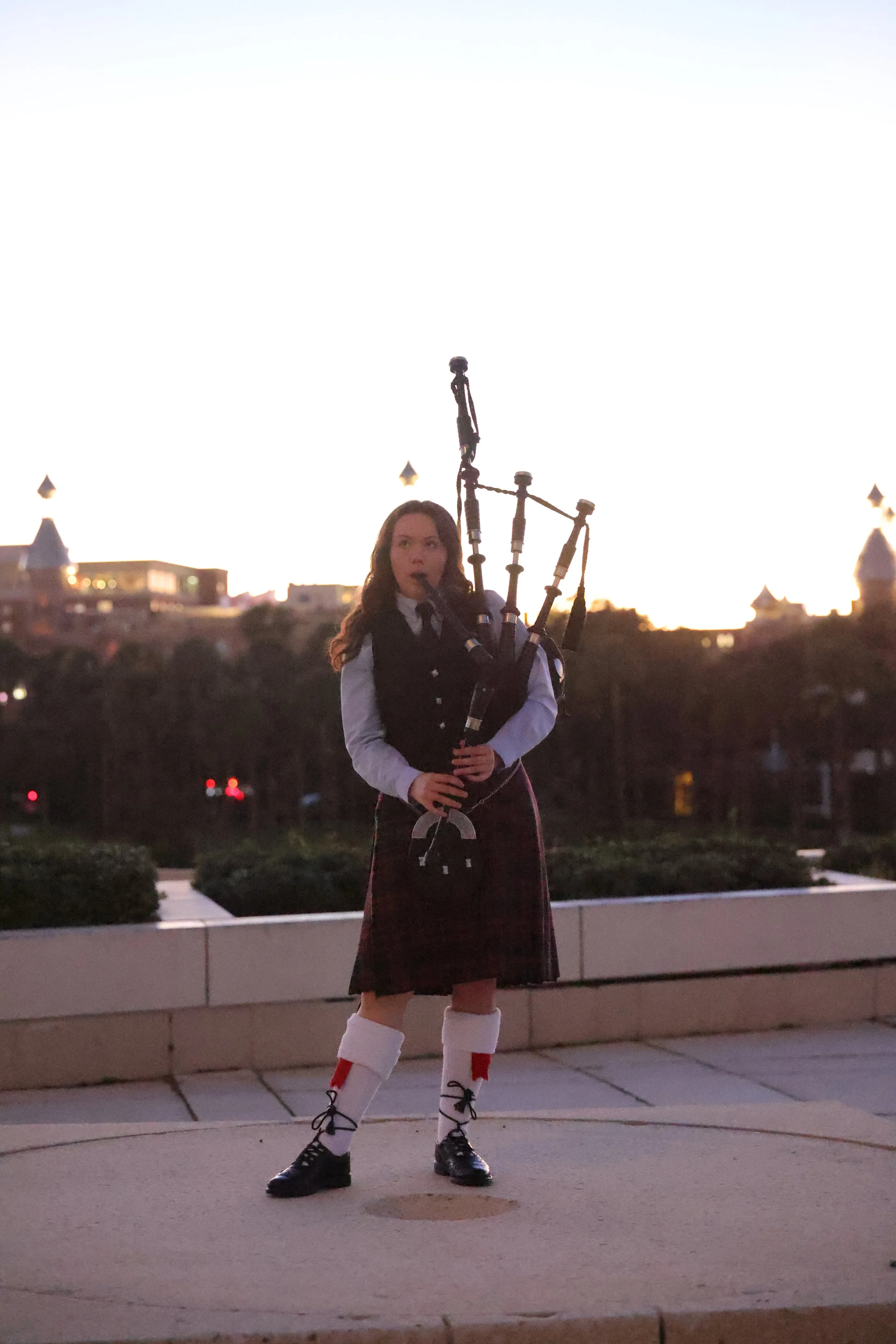 Bagpiper Susan Lindemann in Tampa, Florida