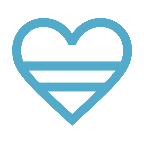 blue heart with two stripes inside