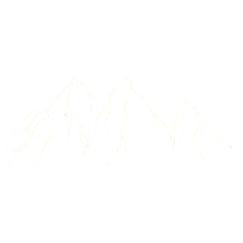 White outline of mountain peaks on a black background