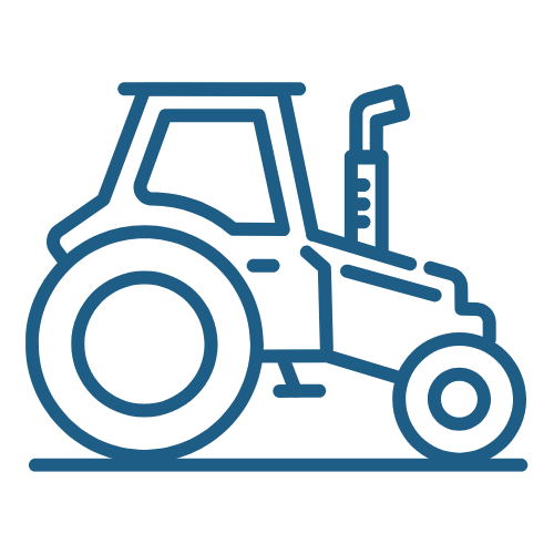 Line drawing of a tractor viewed from the side.