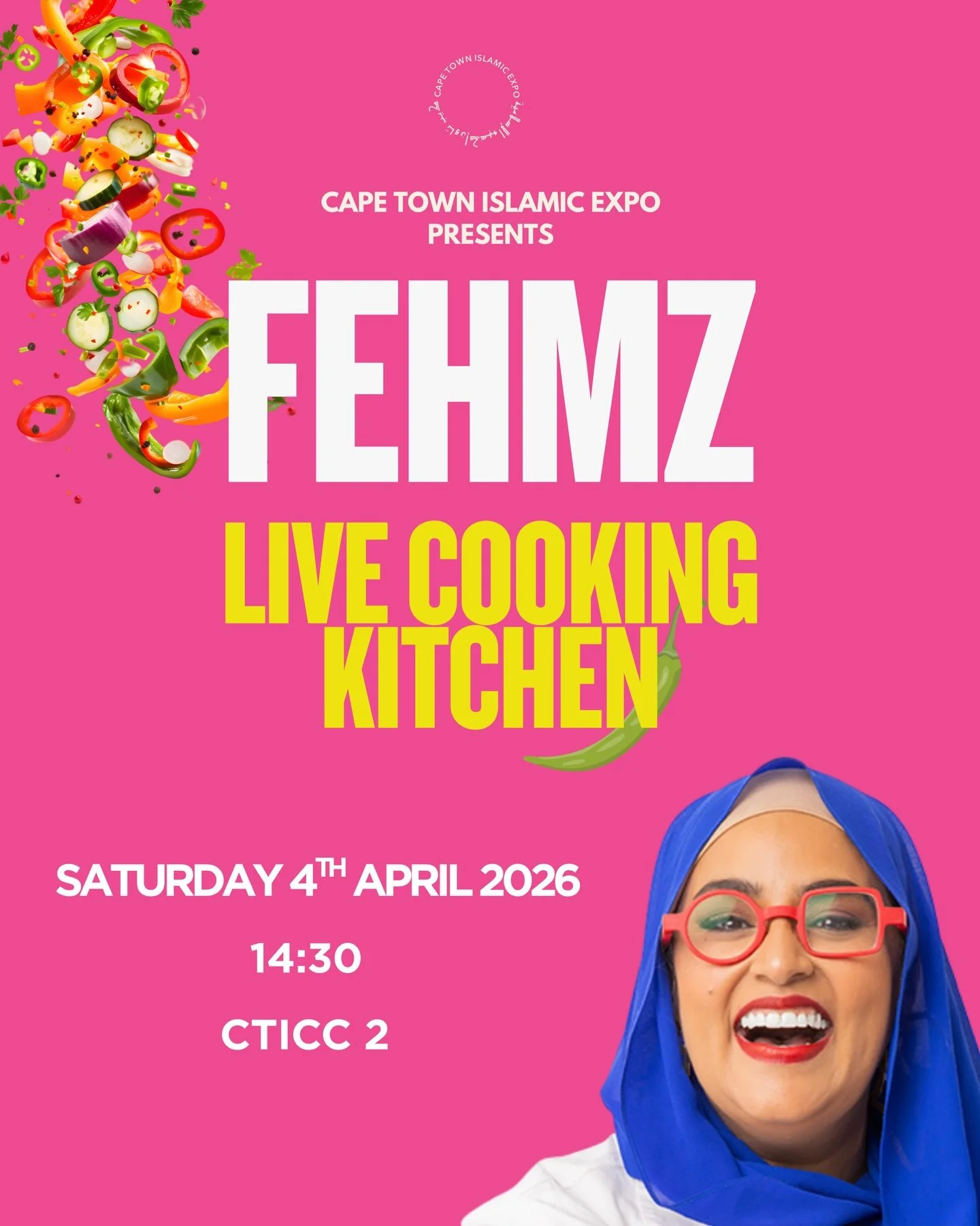 Things are about to get spicy 🌶️ 🔥

Live. Fresh. Full of flavour.

Join us this Saturday at 14:30 for a Live Cooking Session with Fehmz at the Cape Town Islamic Expo!

Watch as flavours come to life, techniques are shared, and delicious dishes are 