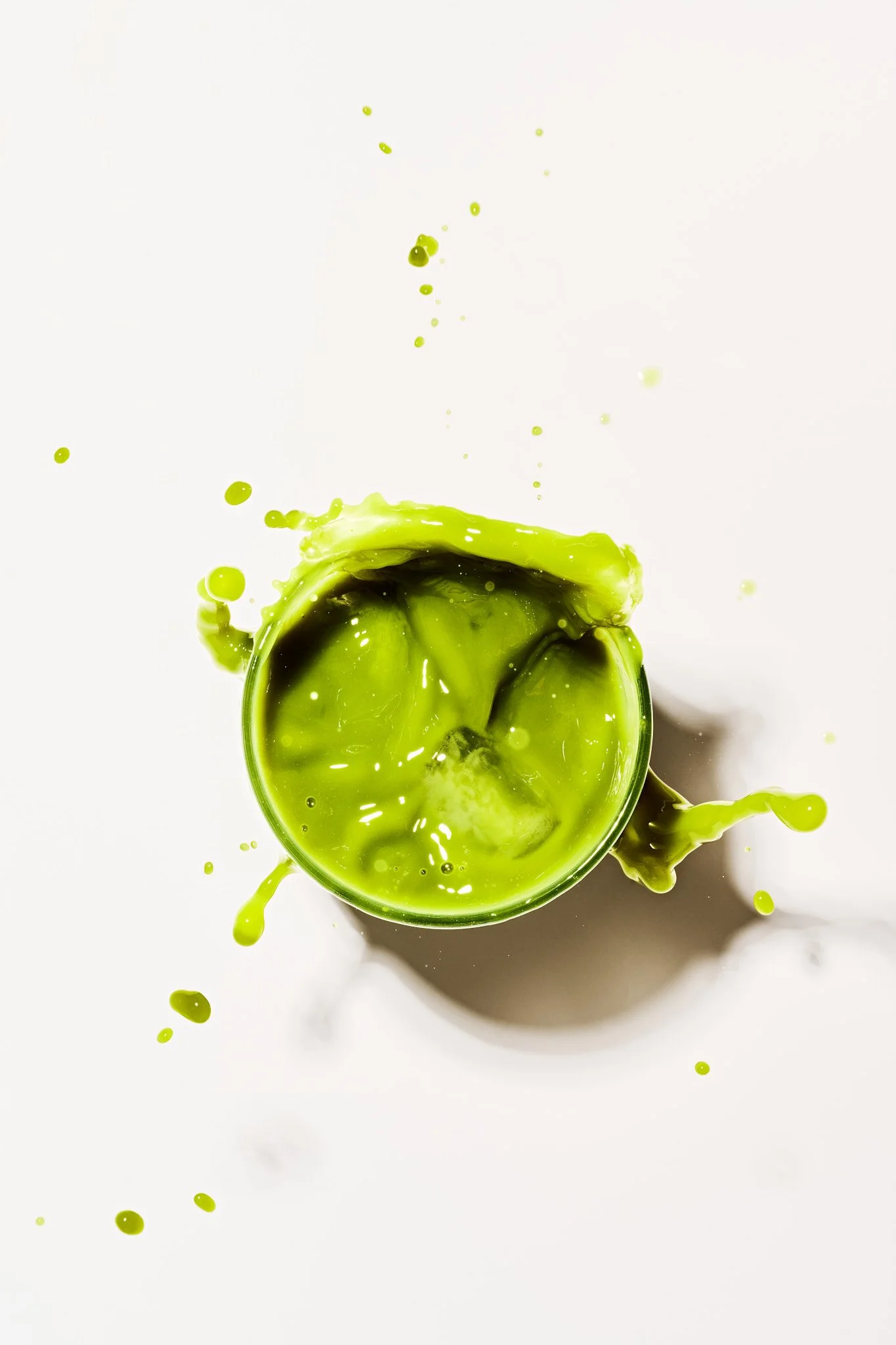 matcha coffee latte beverage food industry brand commercial photography splash color photographer