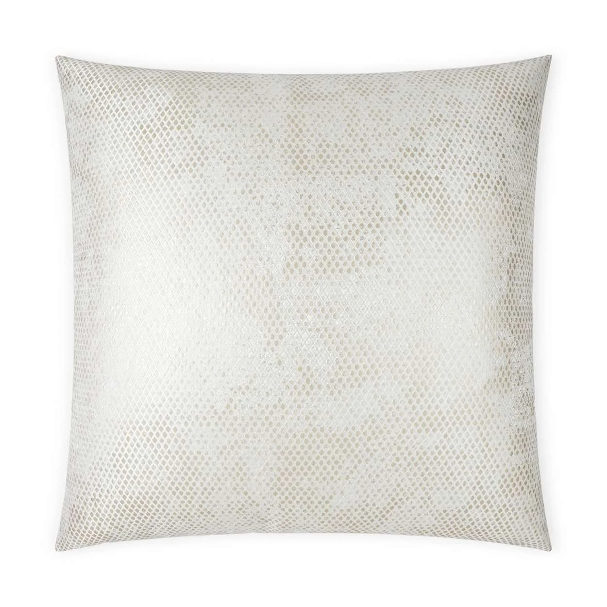 Cream-colored decorative throw pillow with textured diamond pattern.