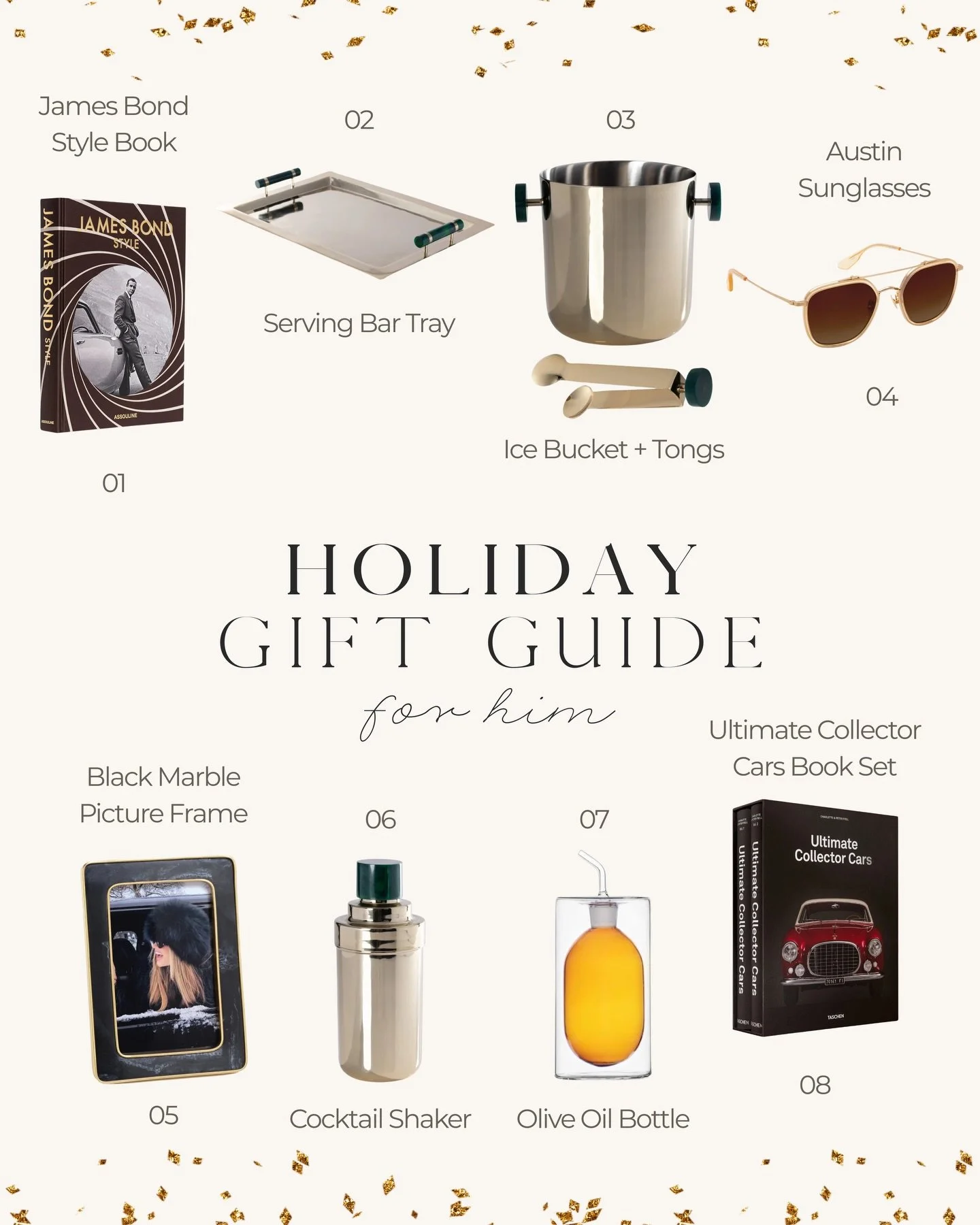 ✨ Holiday Gift Guide: For Him ✨
Sophisticated, timeless, and curated for the man who appreciates the finer things &mdash; consider this your guide to gifting with style. 🎁✨

1️⃣ A striking James Bond Style coffee table book by ASSOULINE &mdash; perf