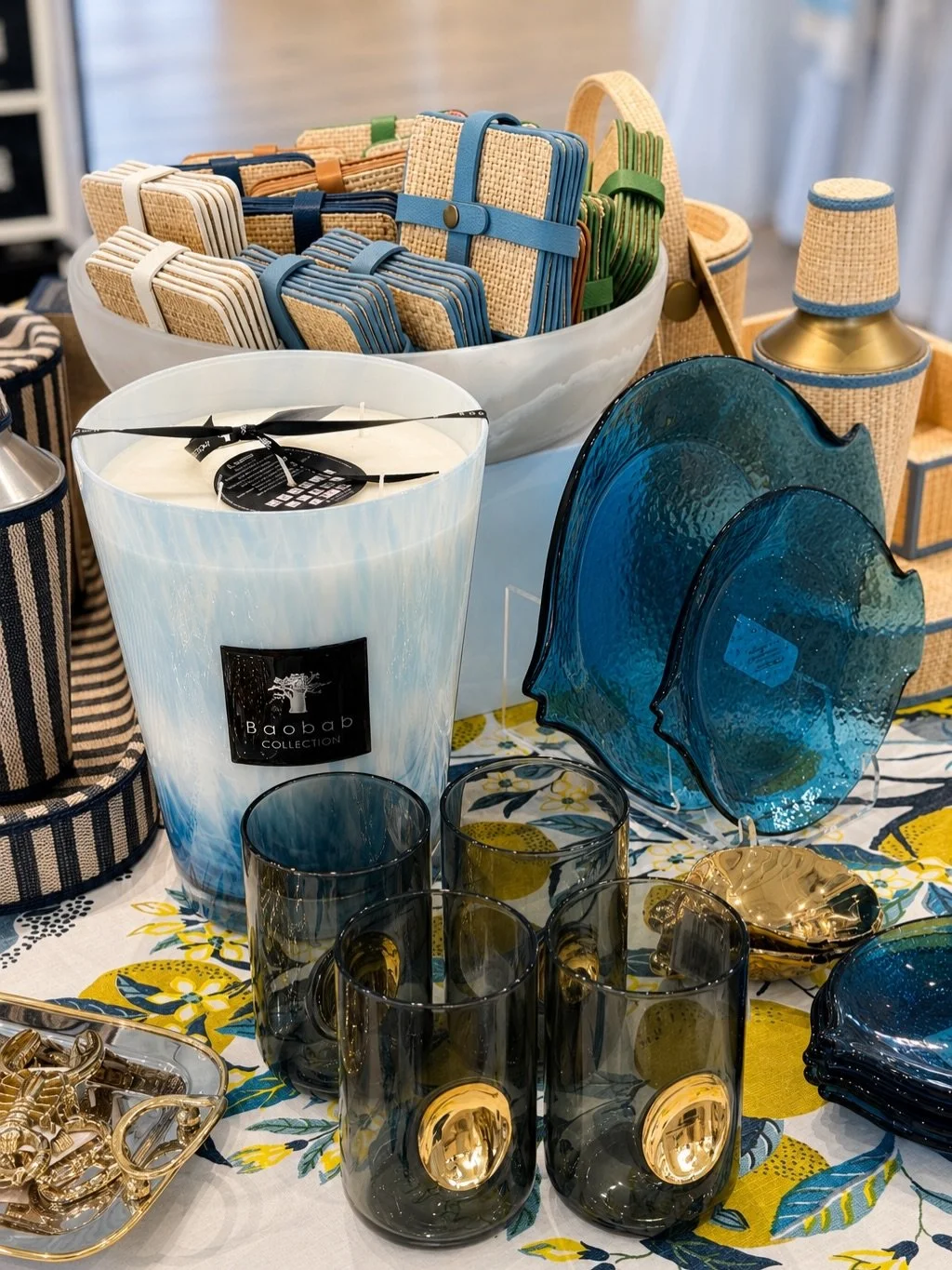 Coastal entertaining, elevated. 🌊

Layers of handwoven texture, vibrant blue glass, polished gold accents, and statement pieces designed to bring effortless summer style to every gathering. From cocktail hour essentials to tabletop details, this col