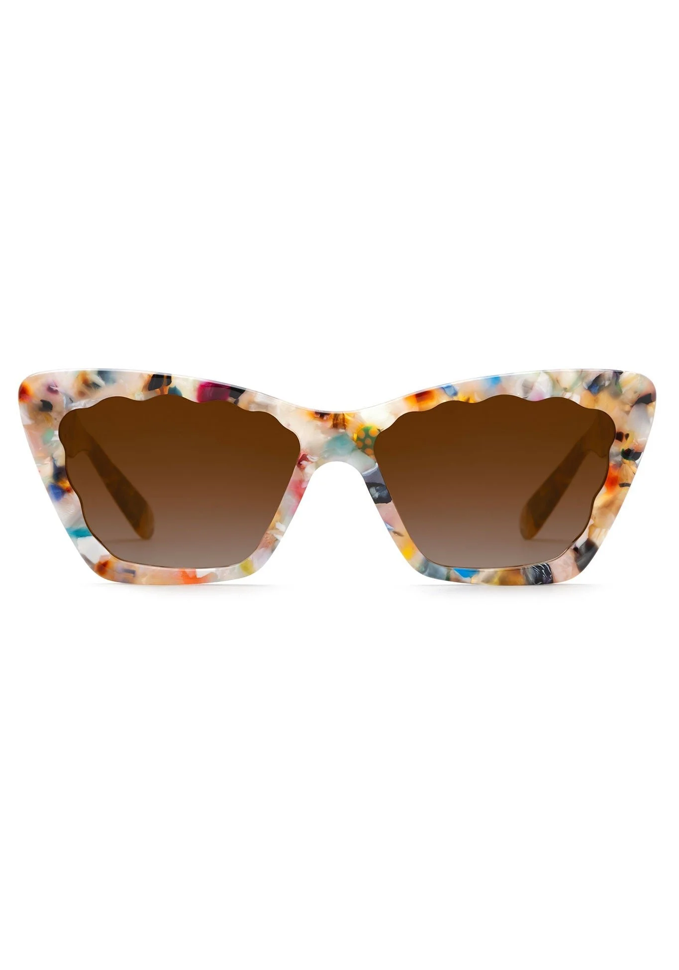 Fun pink and multicolor cat eye sunglasses by KREWE