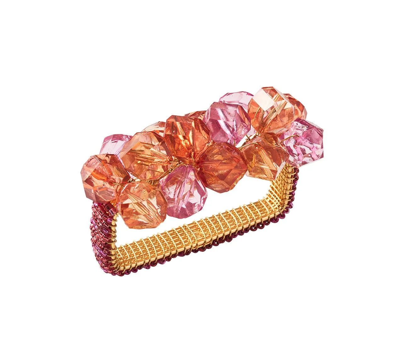 pink and orange pop rocks beaded napkin ring