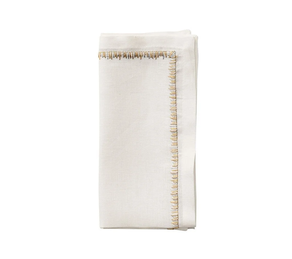 festive gold and silver Kim Seybert linen napkins