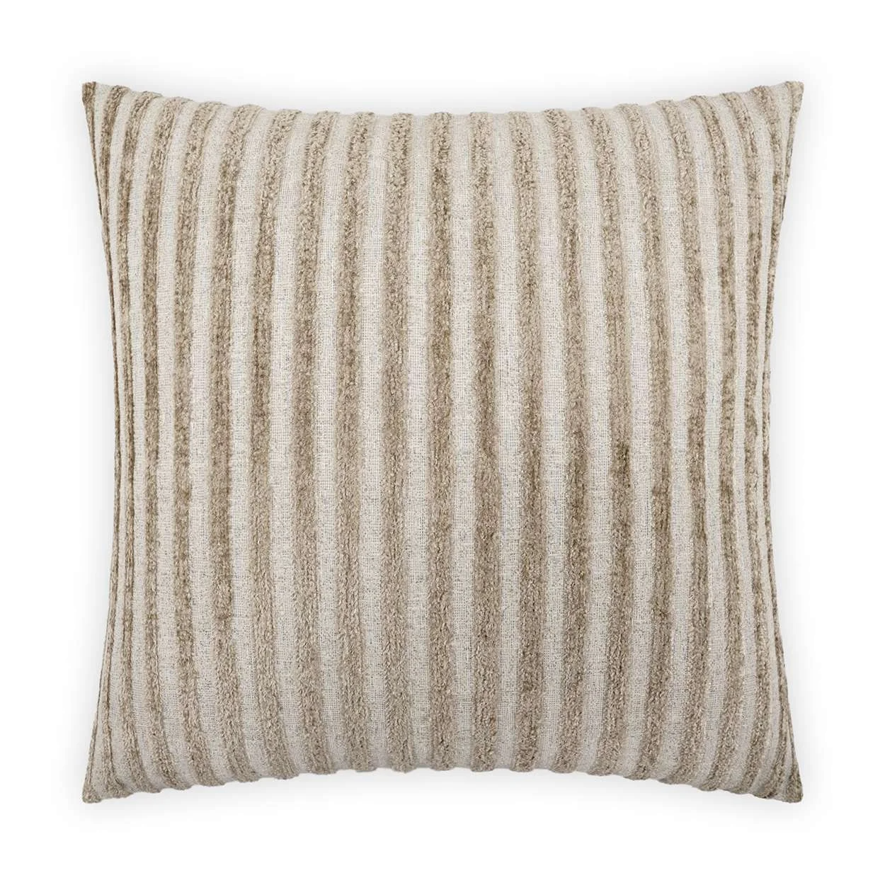 Beige and cream striped decorative throw pillow.