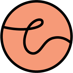 Geometric drawing of an outline square with sections divided by vertical, horizontal, and circle lines.