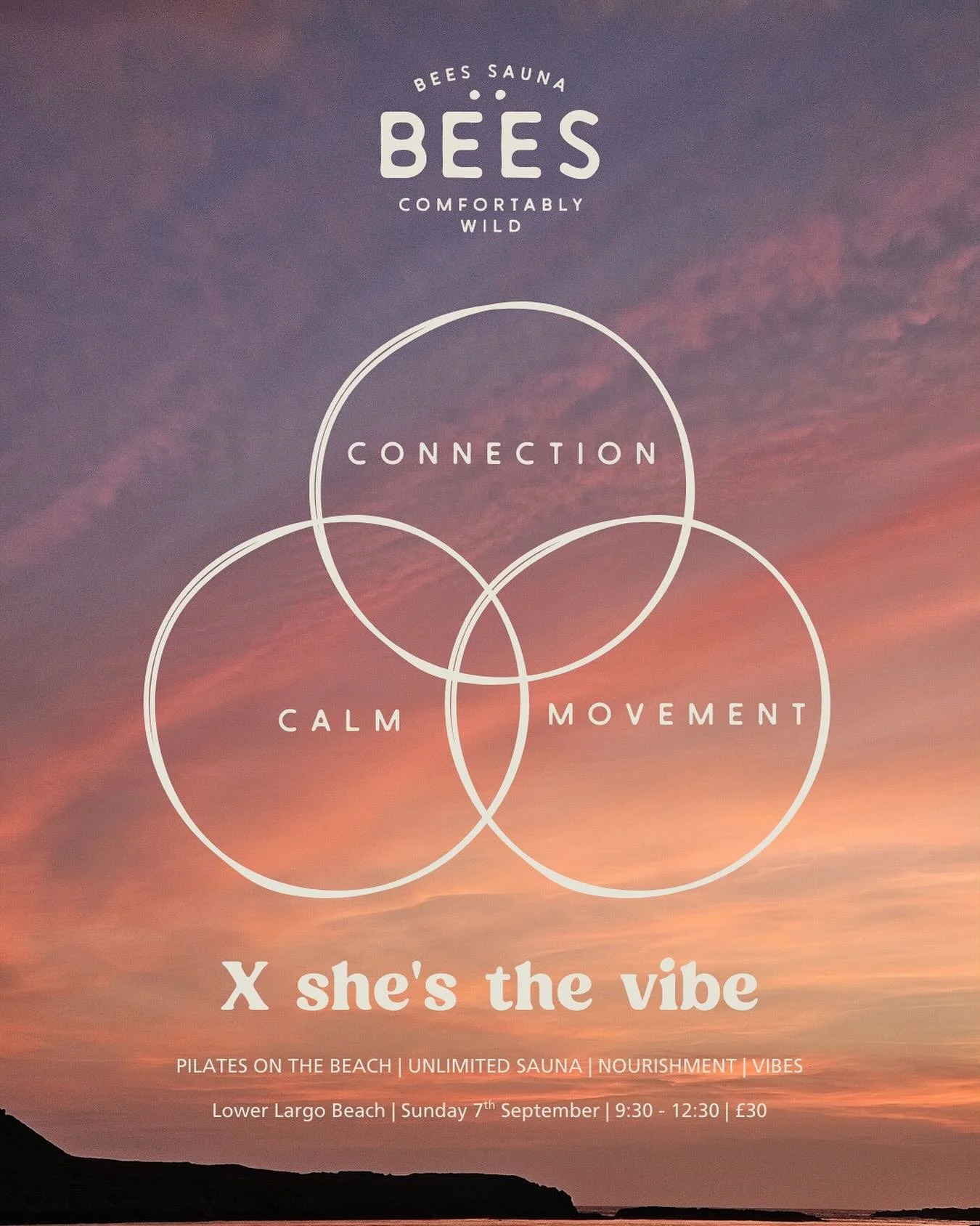 Bees Sauna is thrilled to be teaming up with @shes_thevibe to offer their babes unlimited access to the sauna during their next event.

Join Kat for connection, calm and movement on lower largo beach 🧘🏻&zwj;♀️

🔥 Pilates, food, conversation, hot a