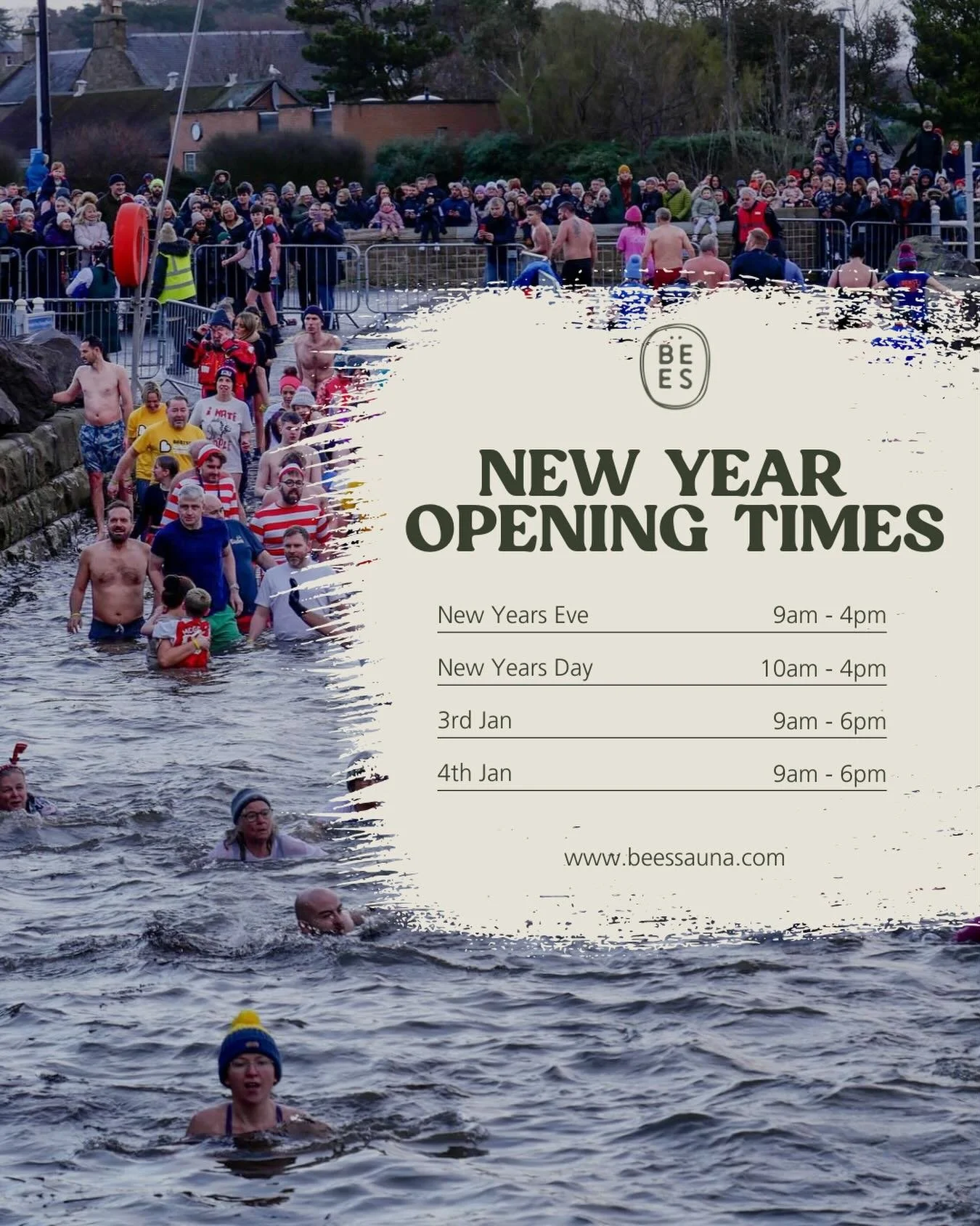 The New Year dook is a Broughty Ferry classic and whether you&rsquo;re one of the brave souls hitting the water or you prefer to stay warm and cheer from the sidelines, we can heat you up 🐝🔥

Bees Sauna will be open throughout the New Year so you c