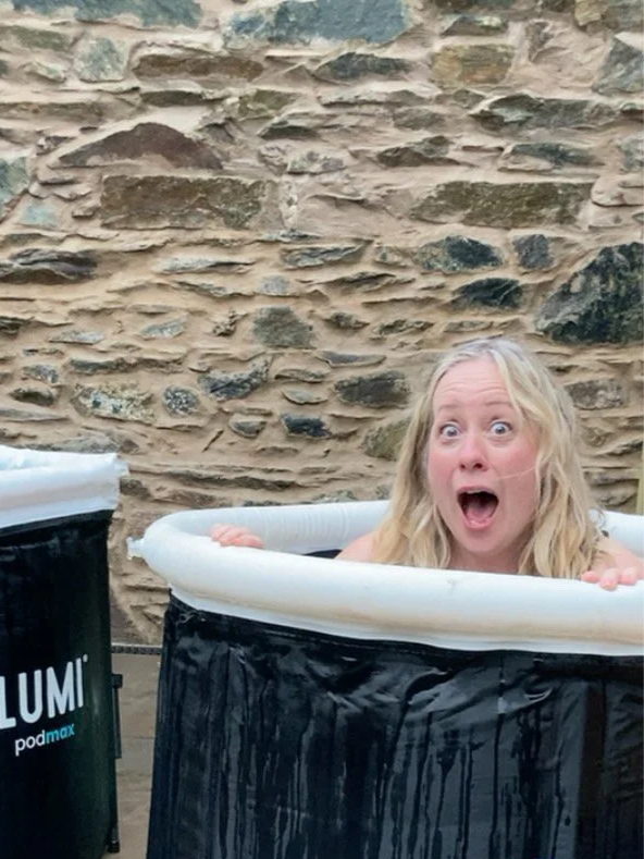 Cold plunge pools for contrast therapy at the Bees Sauna wild sauna pop-up event on the Isle of Bute.