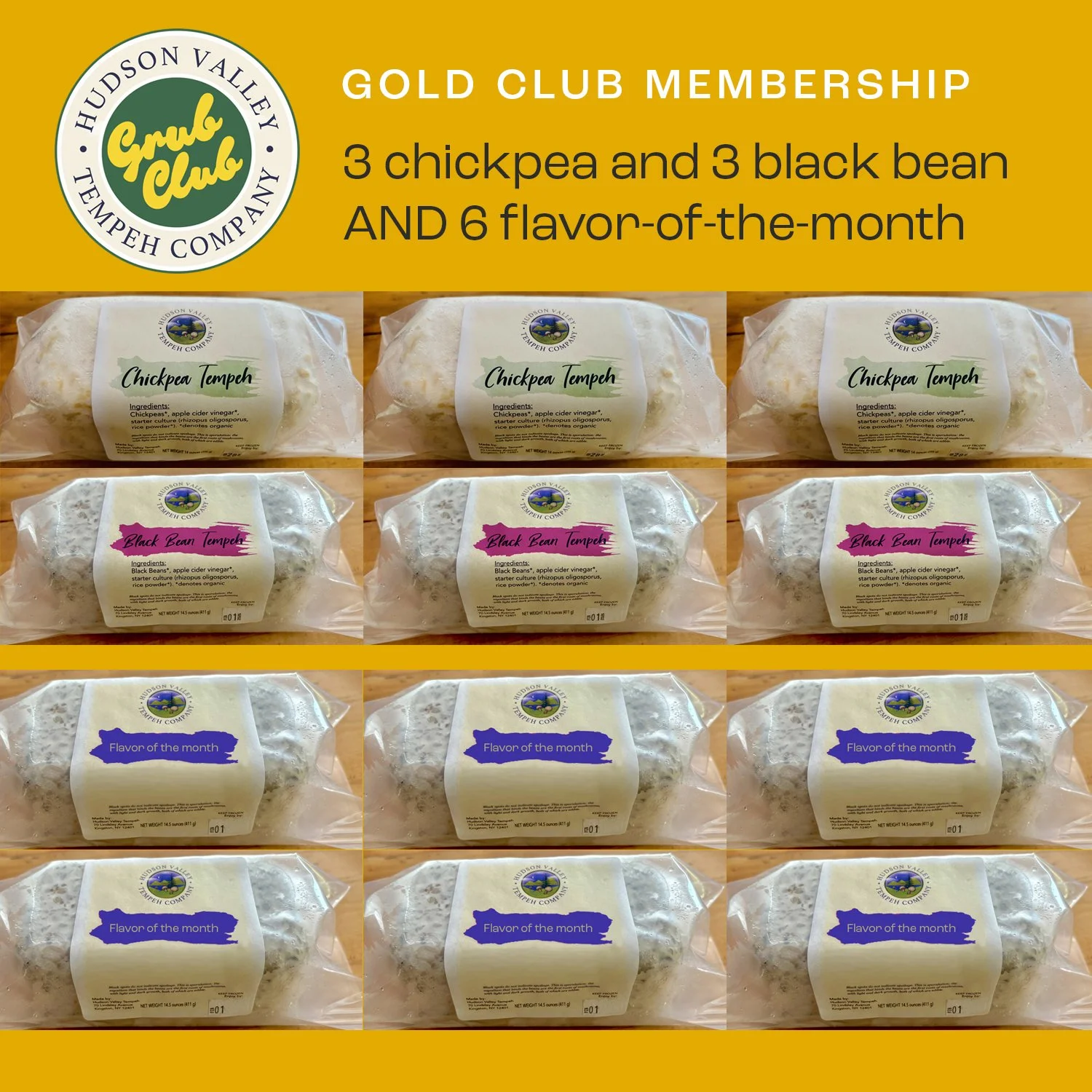 Hudson Valley Tempeh Grub Club Gold Membership