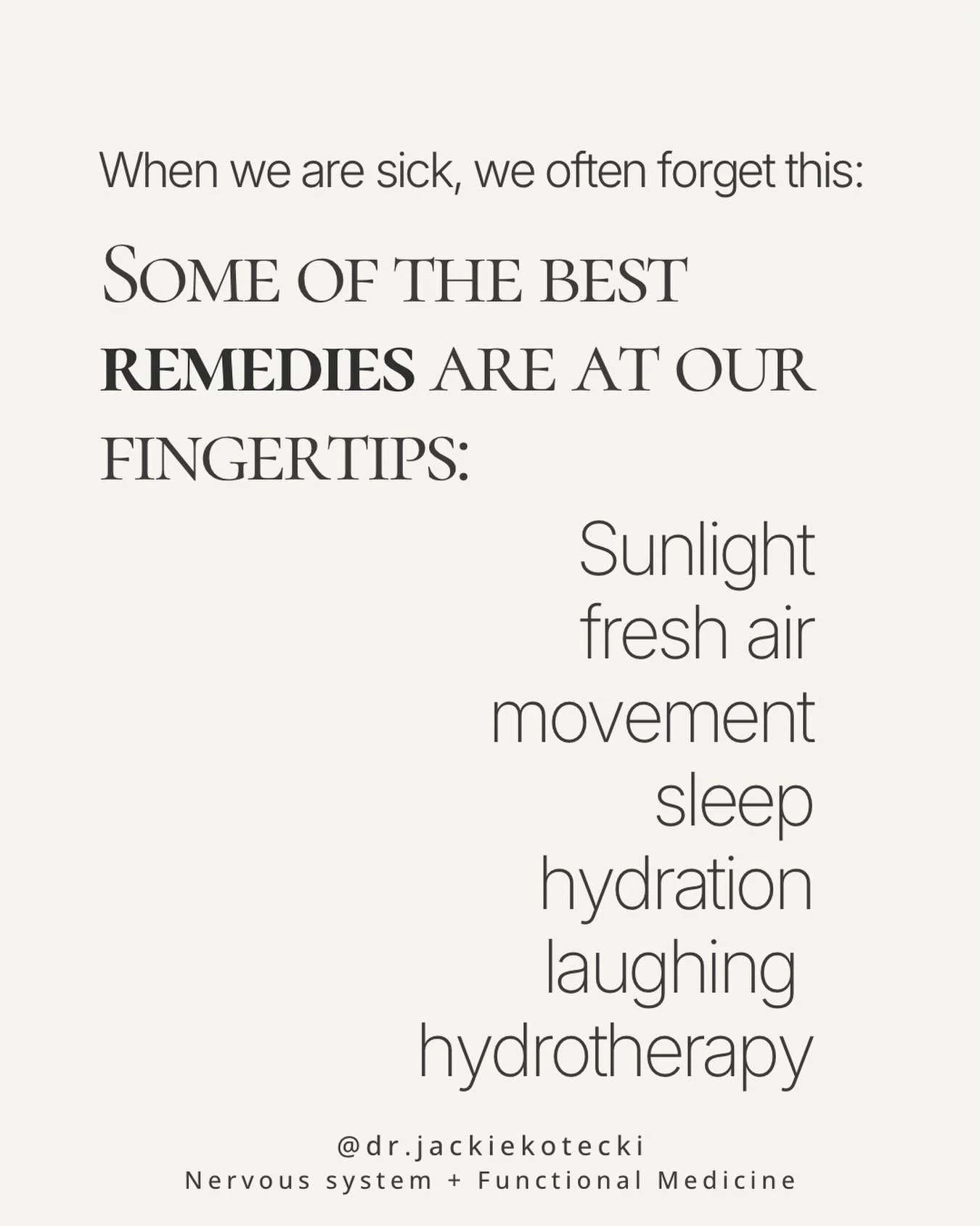 When we feel sick or run down, it&rsquo;s easy to start searching for complicated solutions.

But many of the most powerful ways to support the body are incredibly simple.

Sunlight.
Fresh air.
Movement.
Sleep.
Hydration.
Laughter.

These things regu