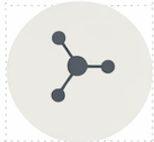 Icon of a chemical structure or molecule with three connected circles.