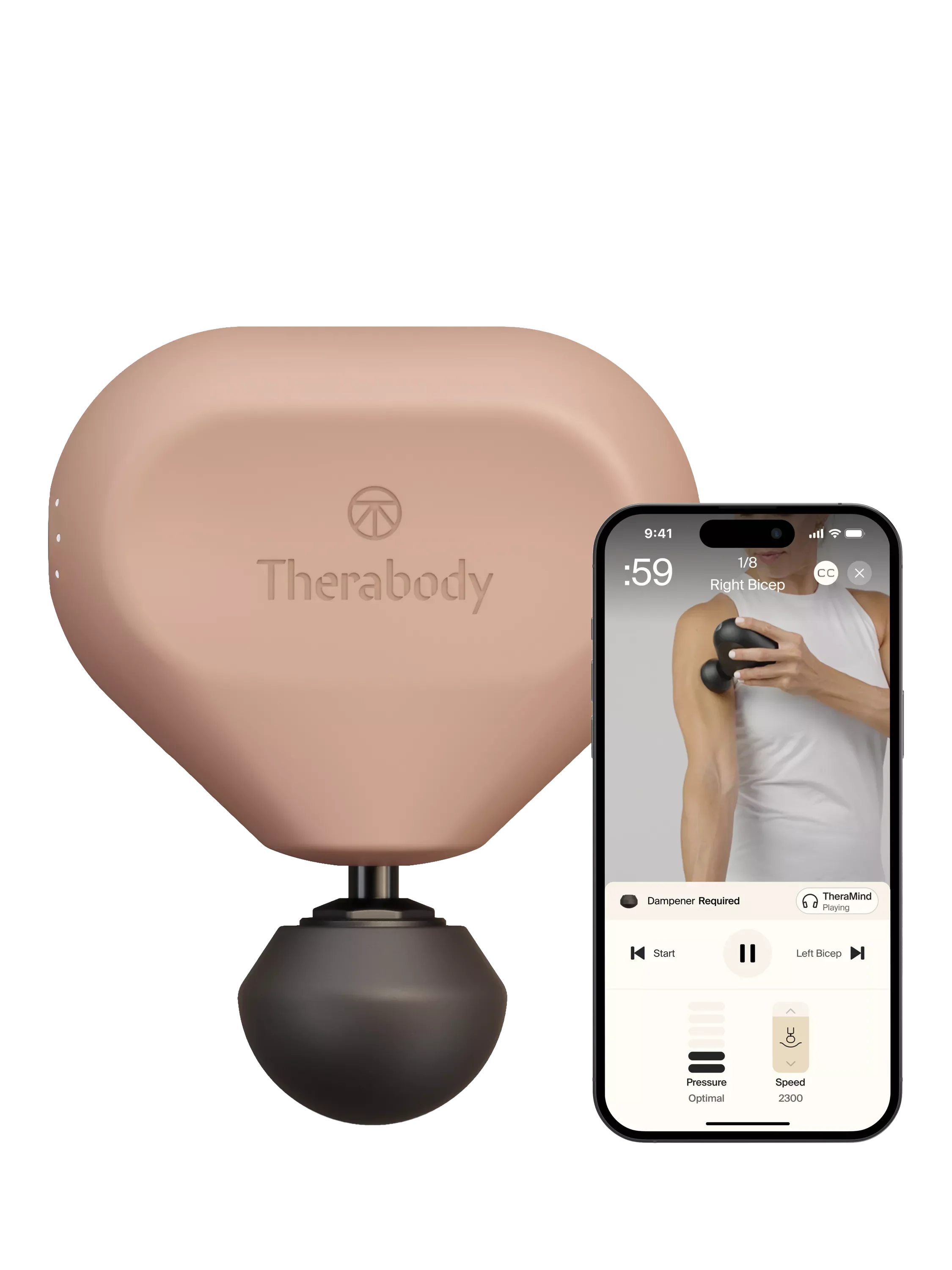 TheraGun Mini (3rd Generation) by Therabody – Ultra-Portable Massage Gun and Travel Essential for Fast, Effective Pain and Tension Relief Anywhere (Desert Rose)