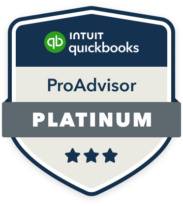 Intuit QuickBooks ProAdvisor Platinum badge with three stars.