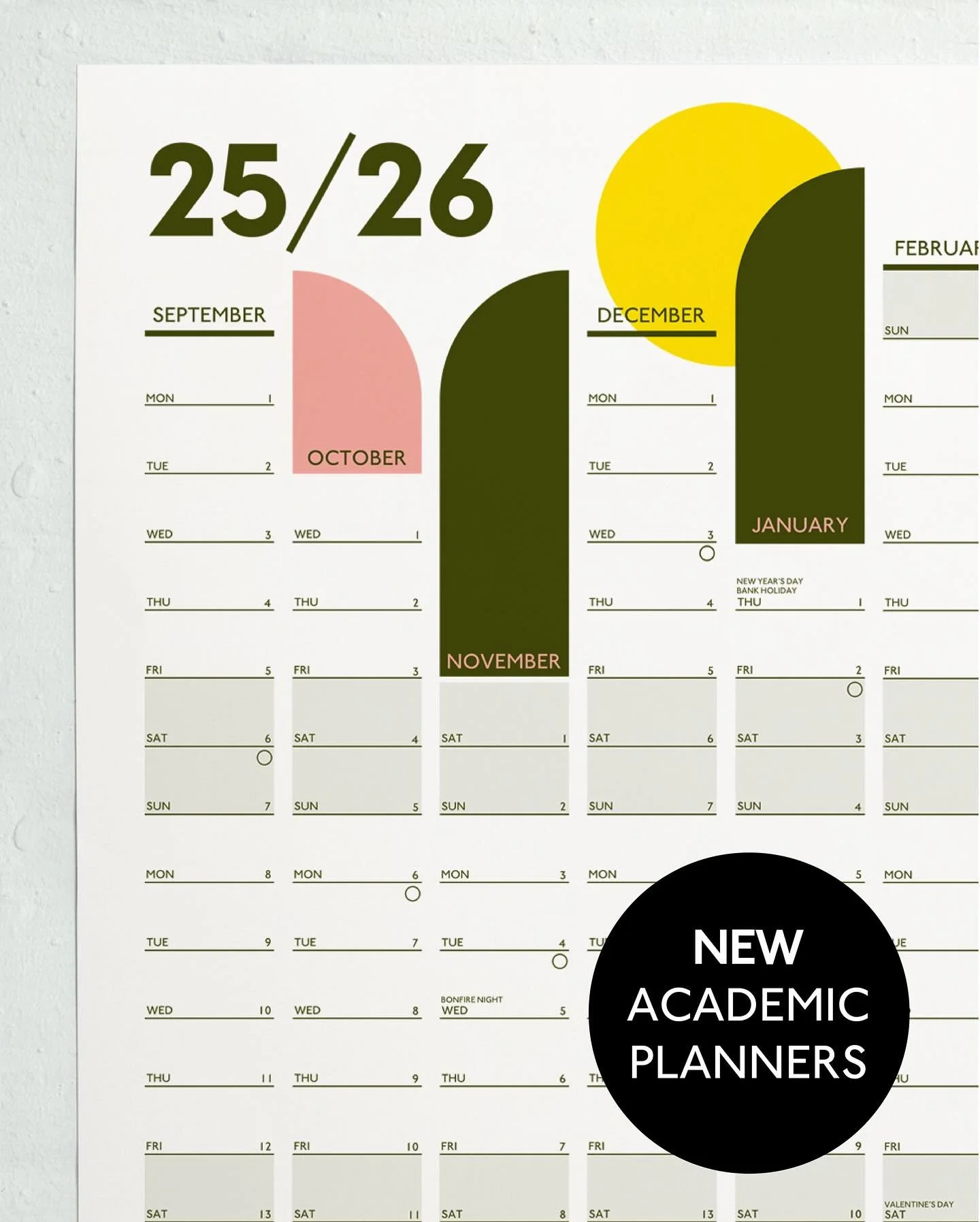B2 ACADEMIC PLANNERS ARE ✨LIVE✨

For smaller nooks, I&rsquo;ve got some of these more compact wall planners (500 x 707mm) in my muted pink, green and yellow design. 

Matching A4 desk pads also available, for weekly planning - I&rsquo;ve added a magn