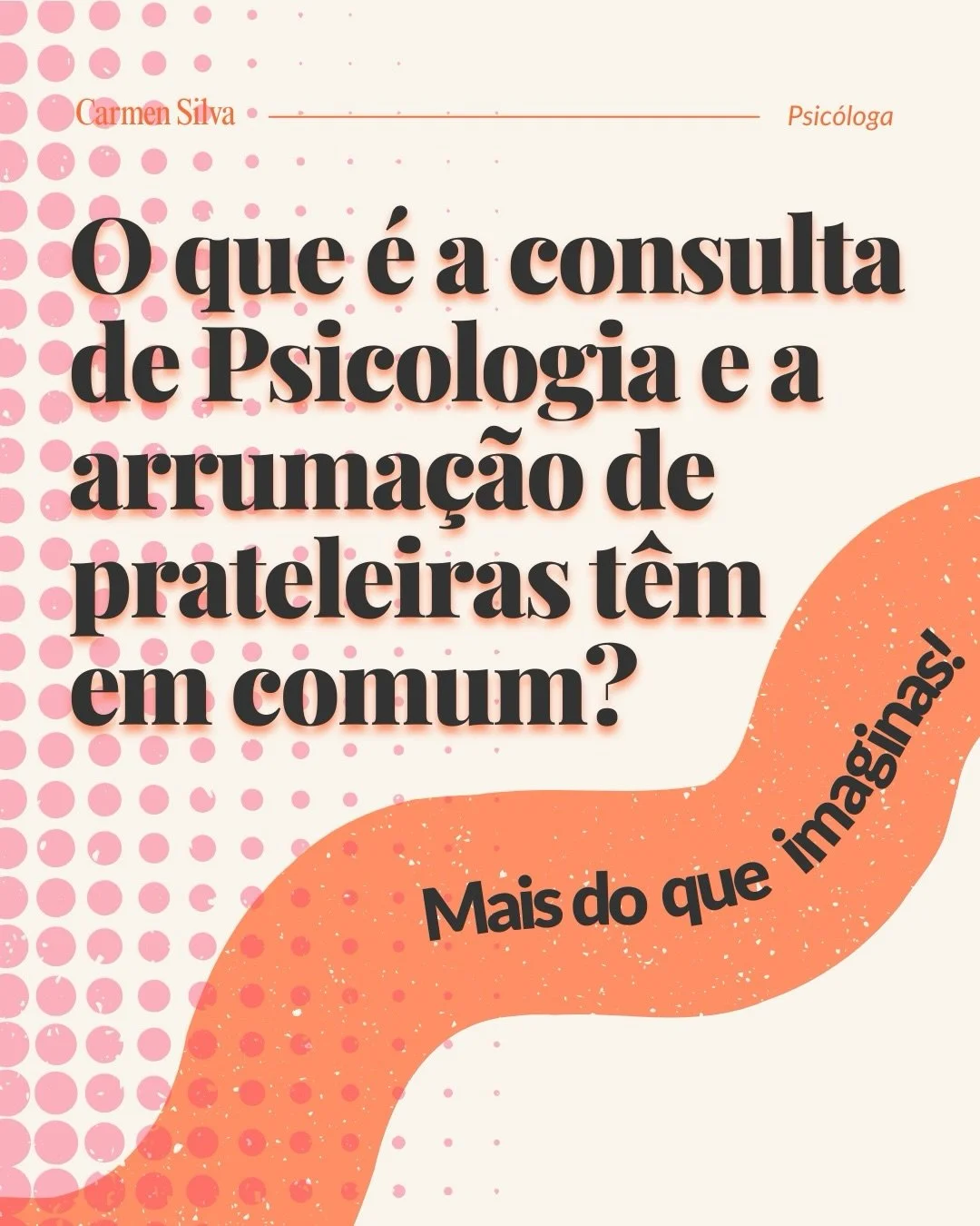 Gosto de pensar nas consultas de Psicologia como um processo de arruma&ccedil;&atilde;o interna. Daqueles onde tiramos tudo c&aacute; para fora e n&atilde;o deixamos nenhum canto por revirar. ✨

Porque, tal como a despensa l&aacute; de casa, &agrave;