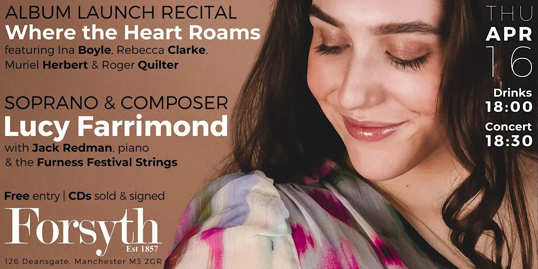 Lucy Farrimond Album Launch: Where The Heart Roams | Forsyth Music Shop; Manchester