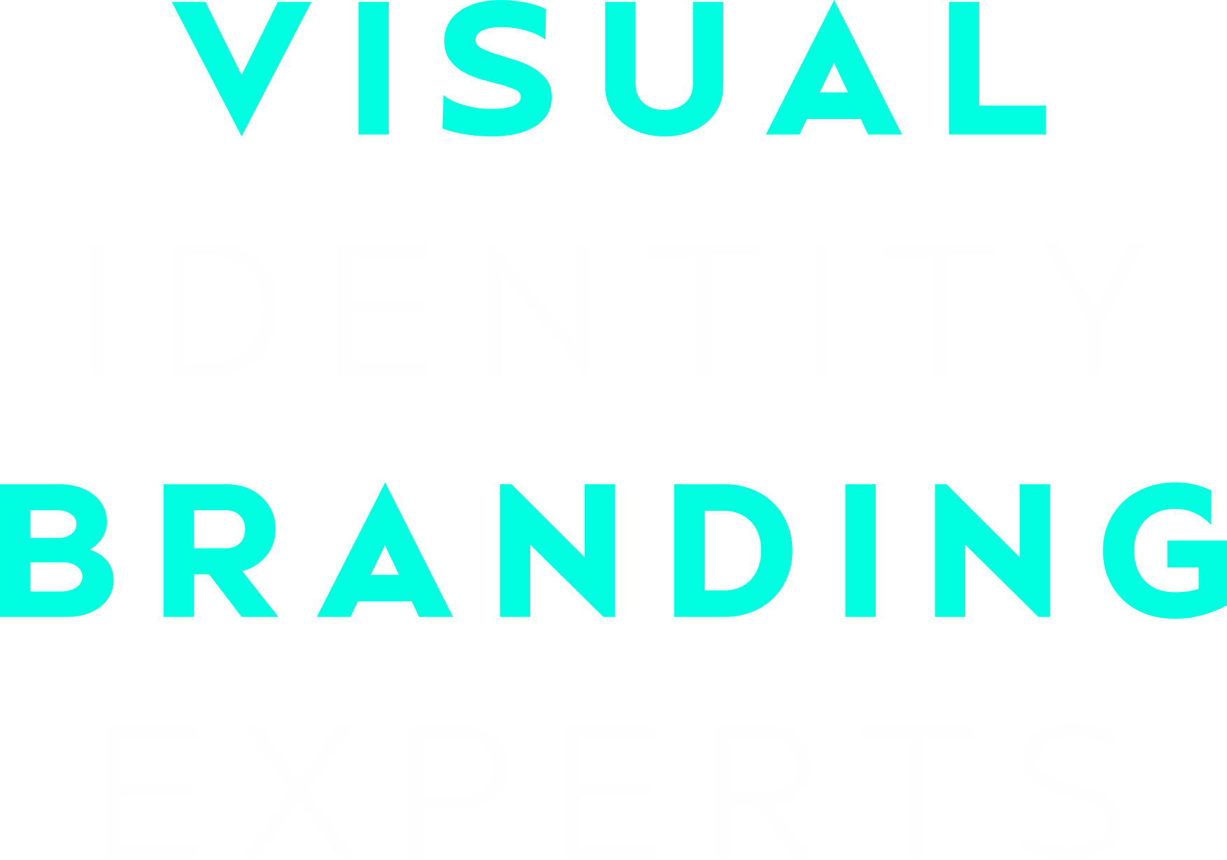 Text reading "Visual Identity Branding Experts" in turquoise and white.