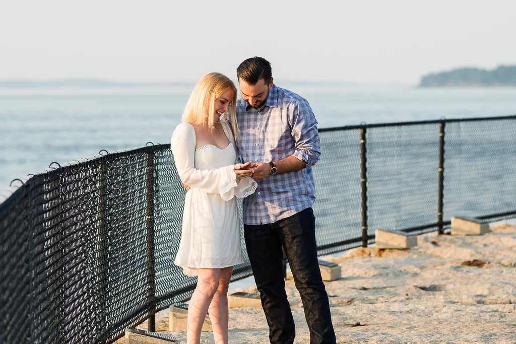 Marriage Proposal Photographers Near Portland Maine | Tyler + Rachel's Bug Light & Portland Head Light Proposal Photos