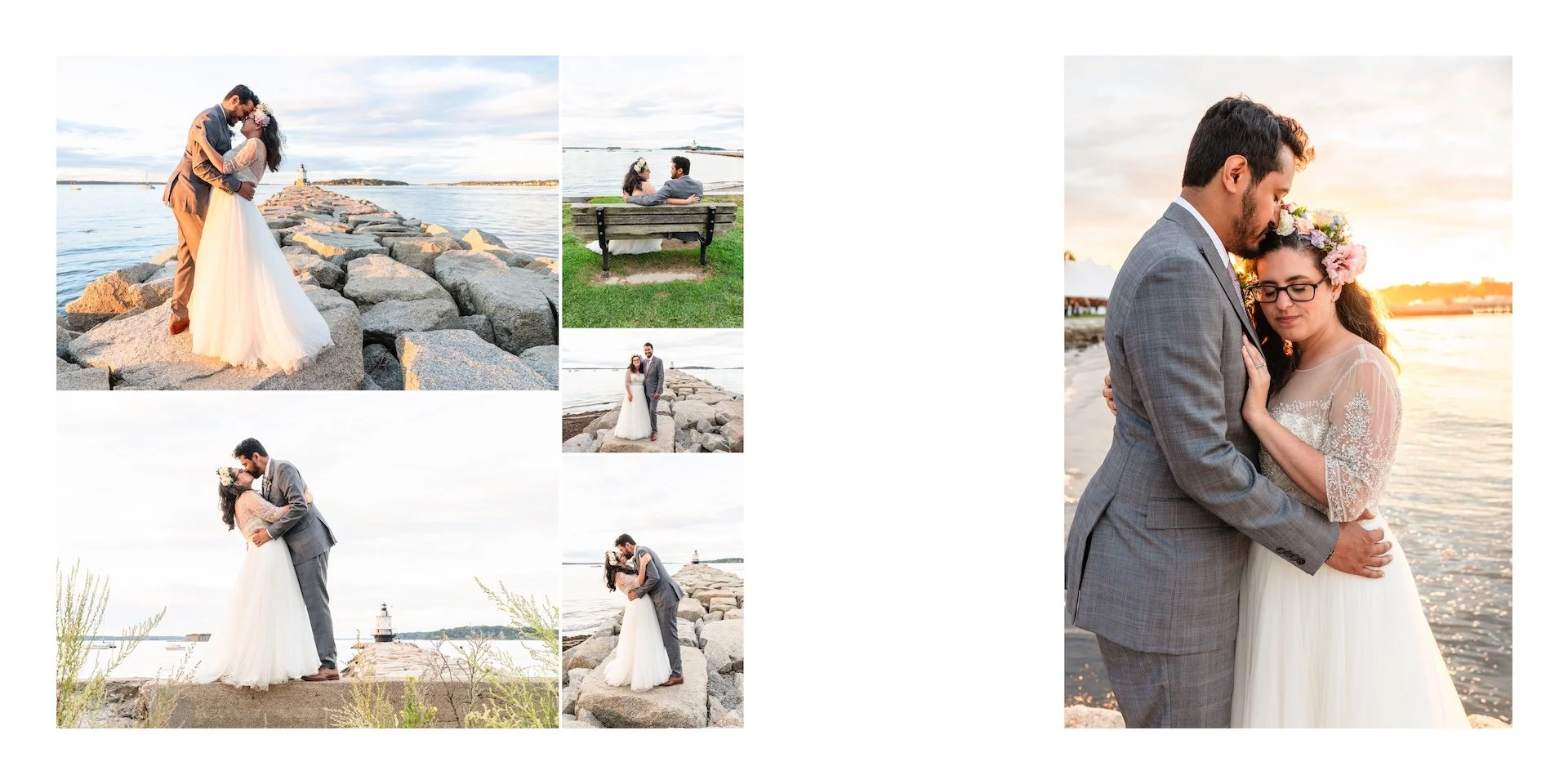 Wedding Album Design - Bride and Groom Portraits at SMCC in South Portland Maine