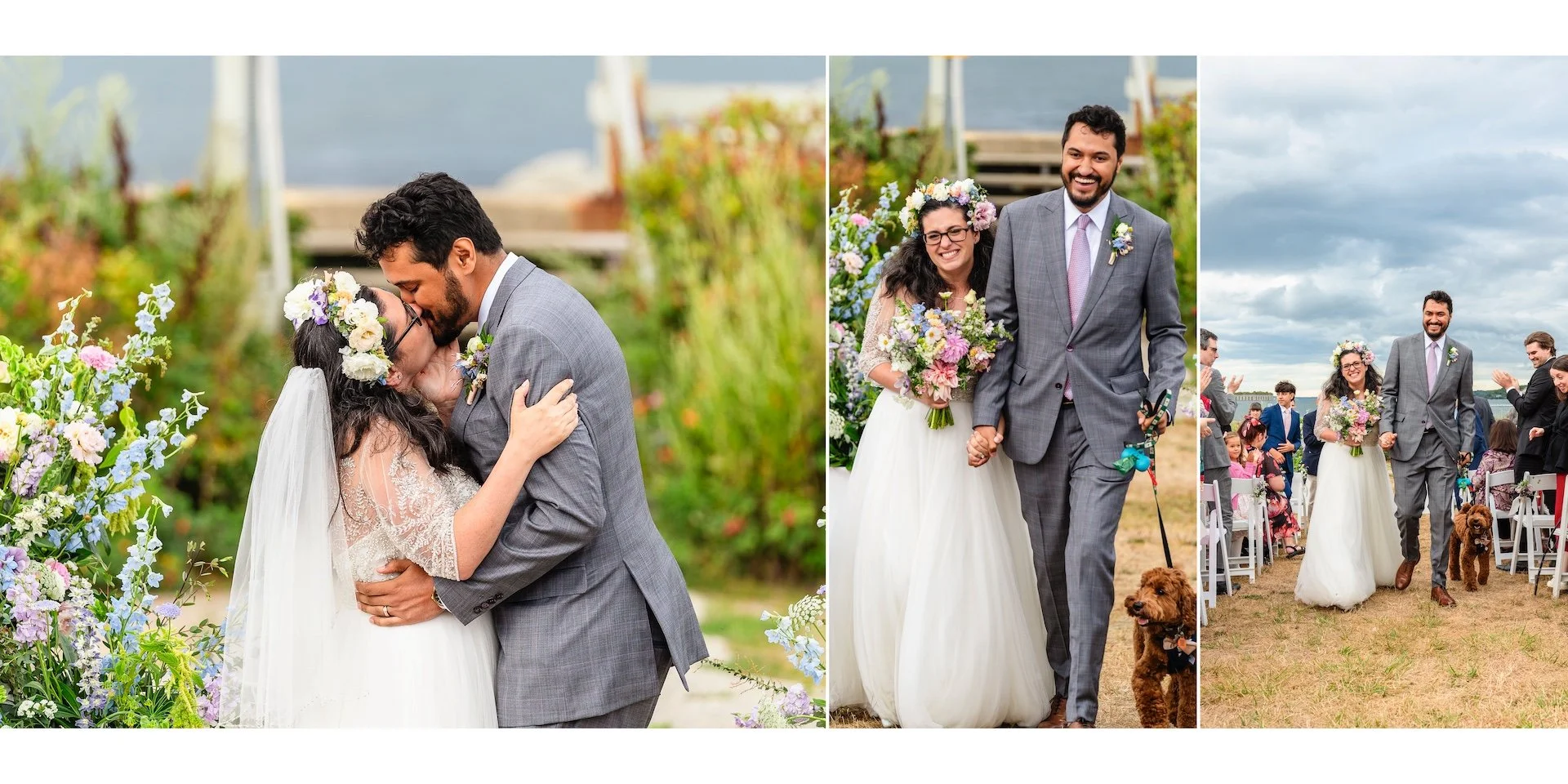 Wedding Album Design - Ceremony at Spring Point Ledge Light in South Portland Maine