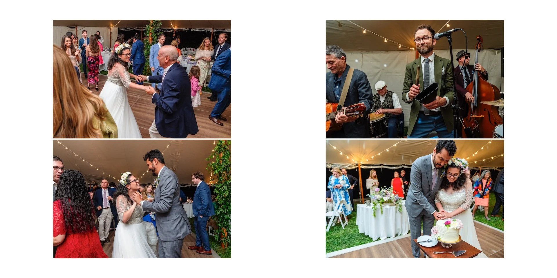 Wedding Album Design - Reception Dancing and Cake Cutting at SMCC in South Portland Maine