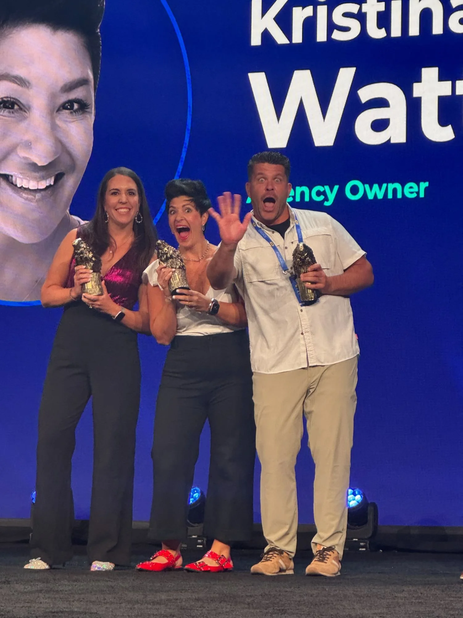 Kelly Bush winning an award