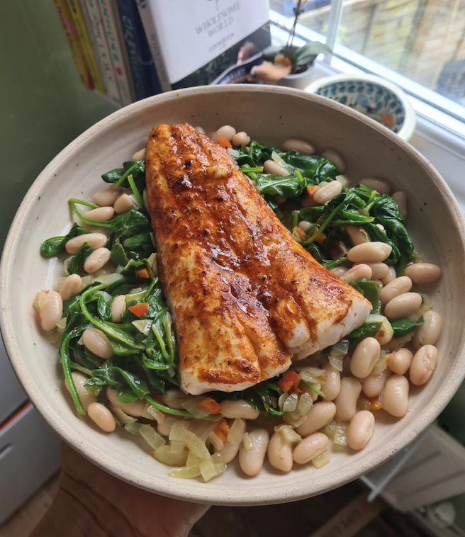 Smoky Hake, Beans &amp; Greens