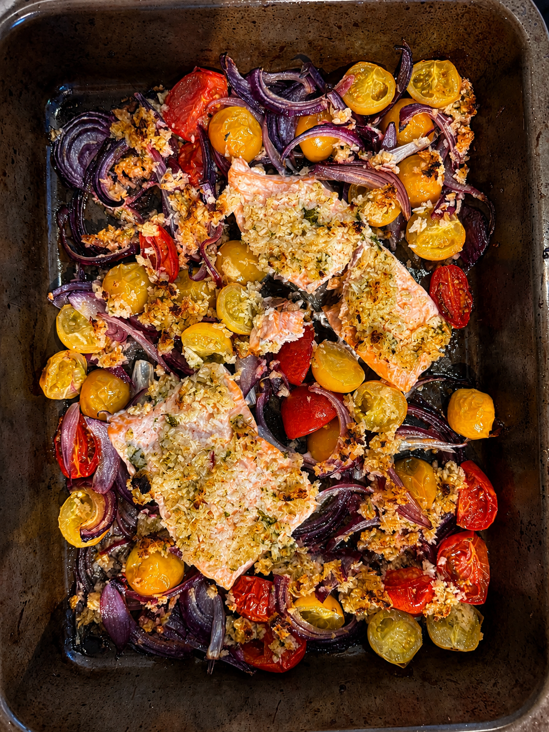Chilli, Coconut &amp; Lime Salmon with Roasted Tomatoes 