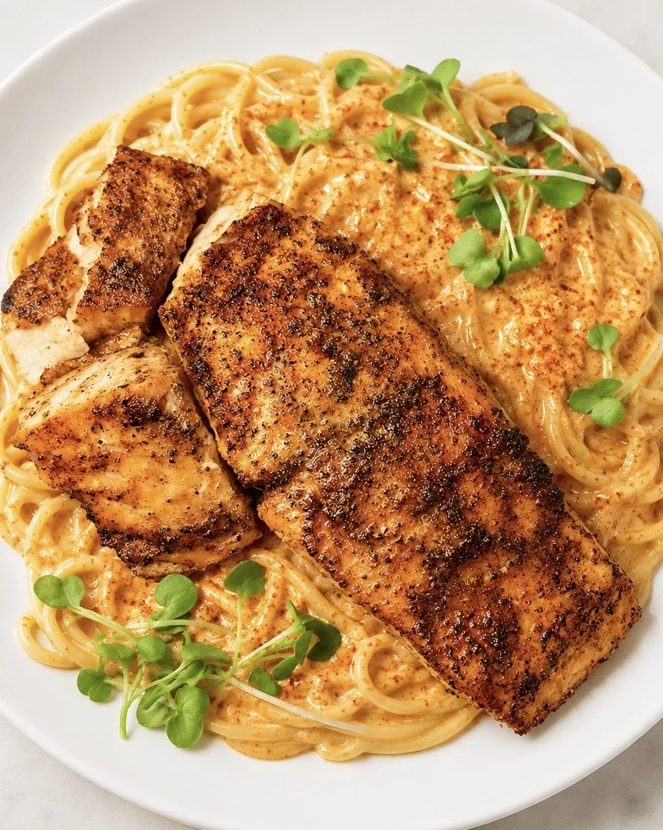 Spiced Salmon Cream Pasta