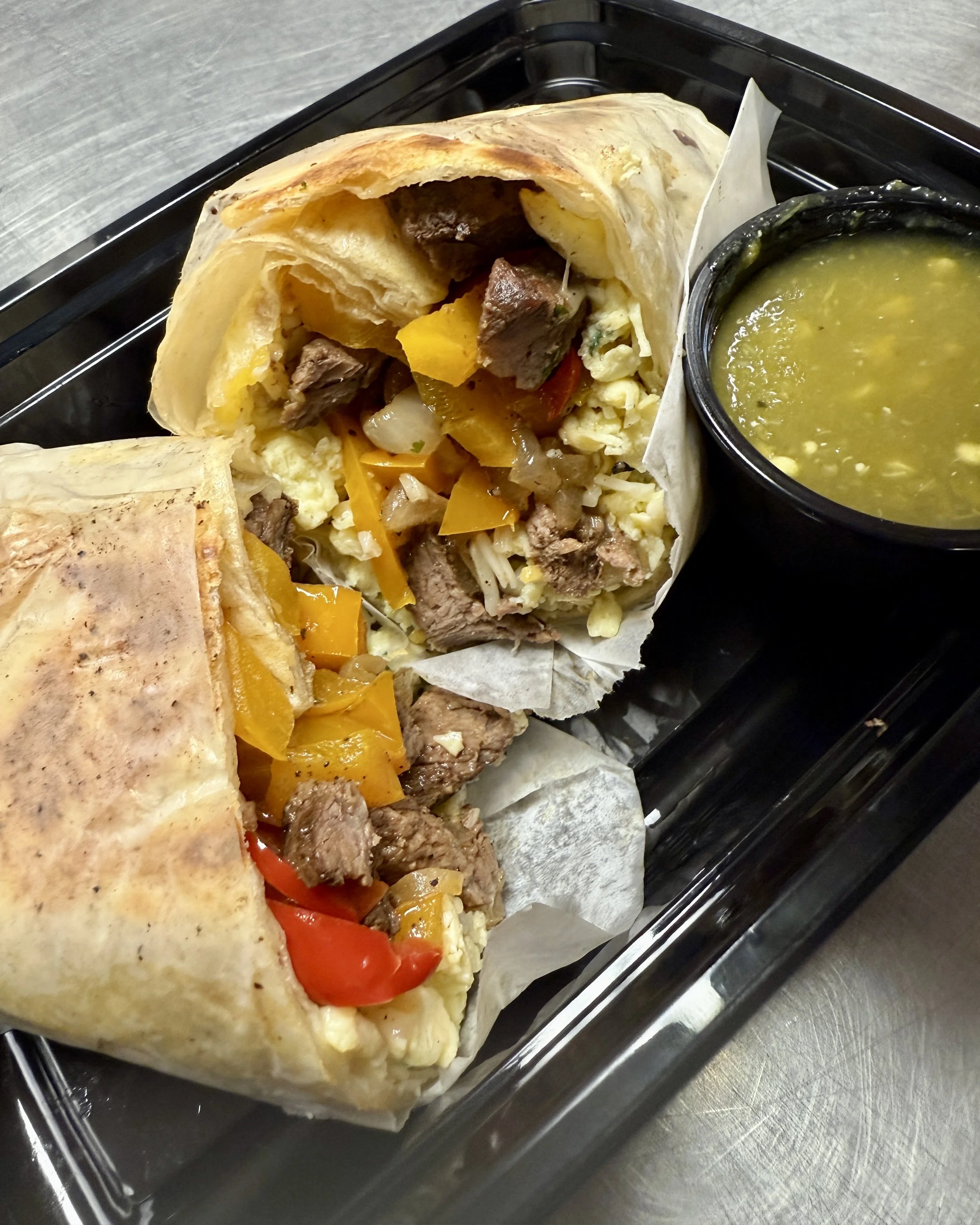 Steak scramble burrito meal prep