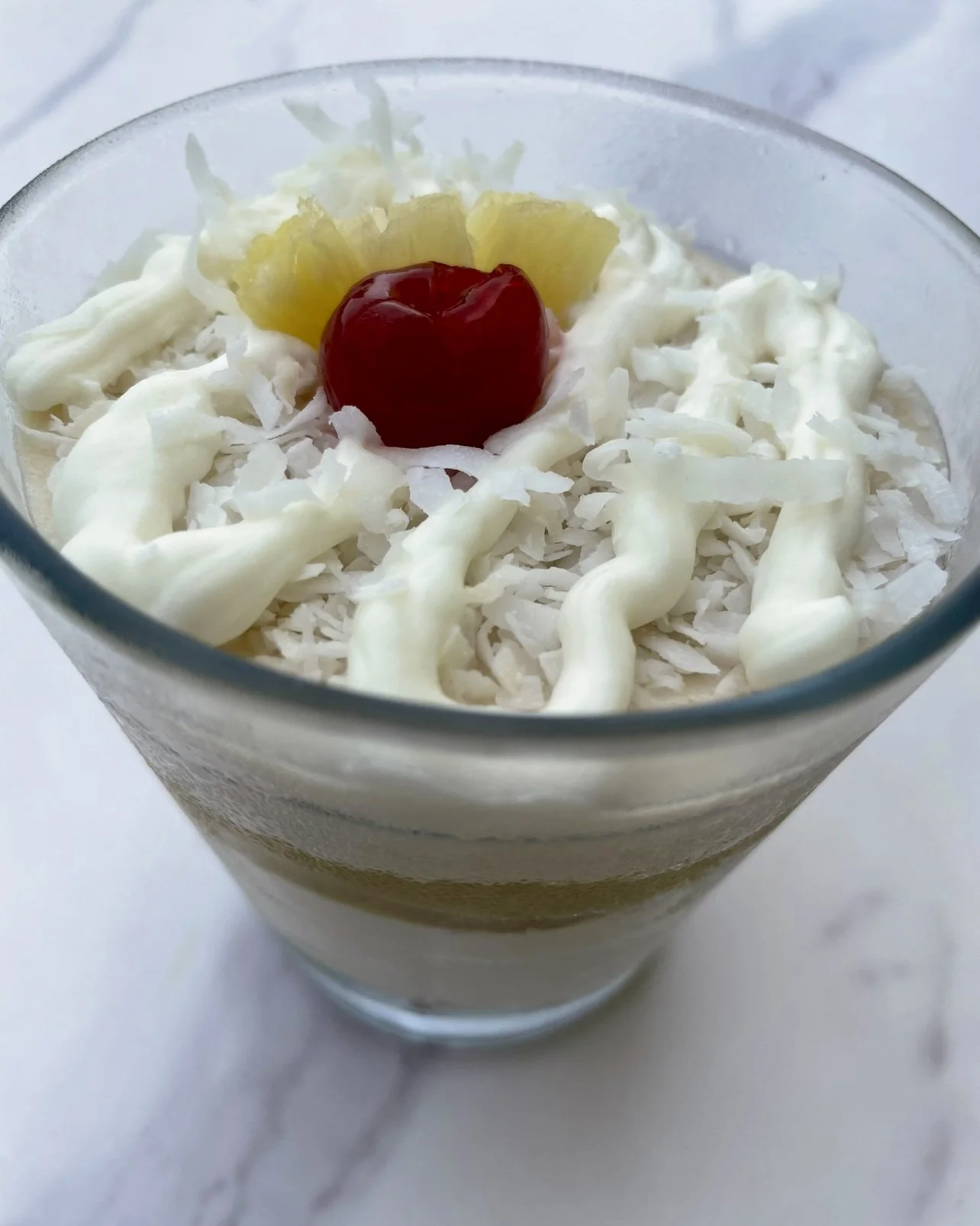 high protein healthy pina colada parfait