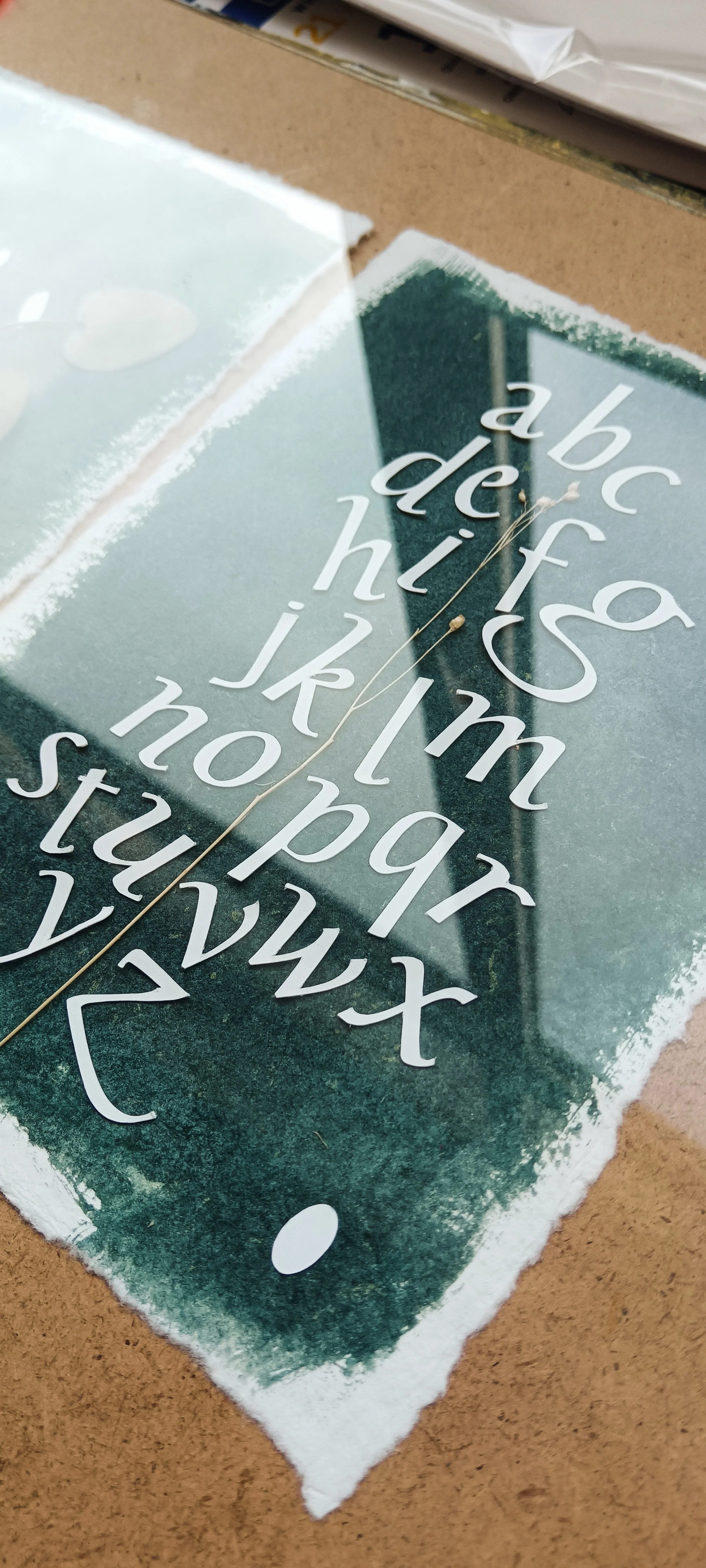 In my workshops, participants can create composition using my letters and many plants.