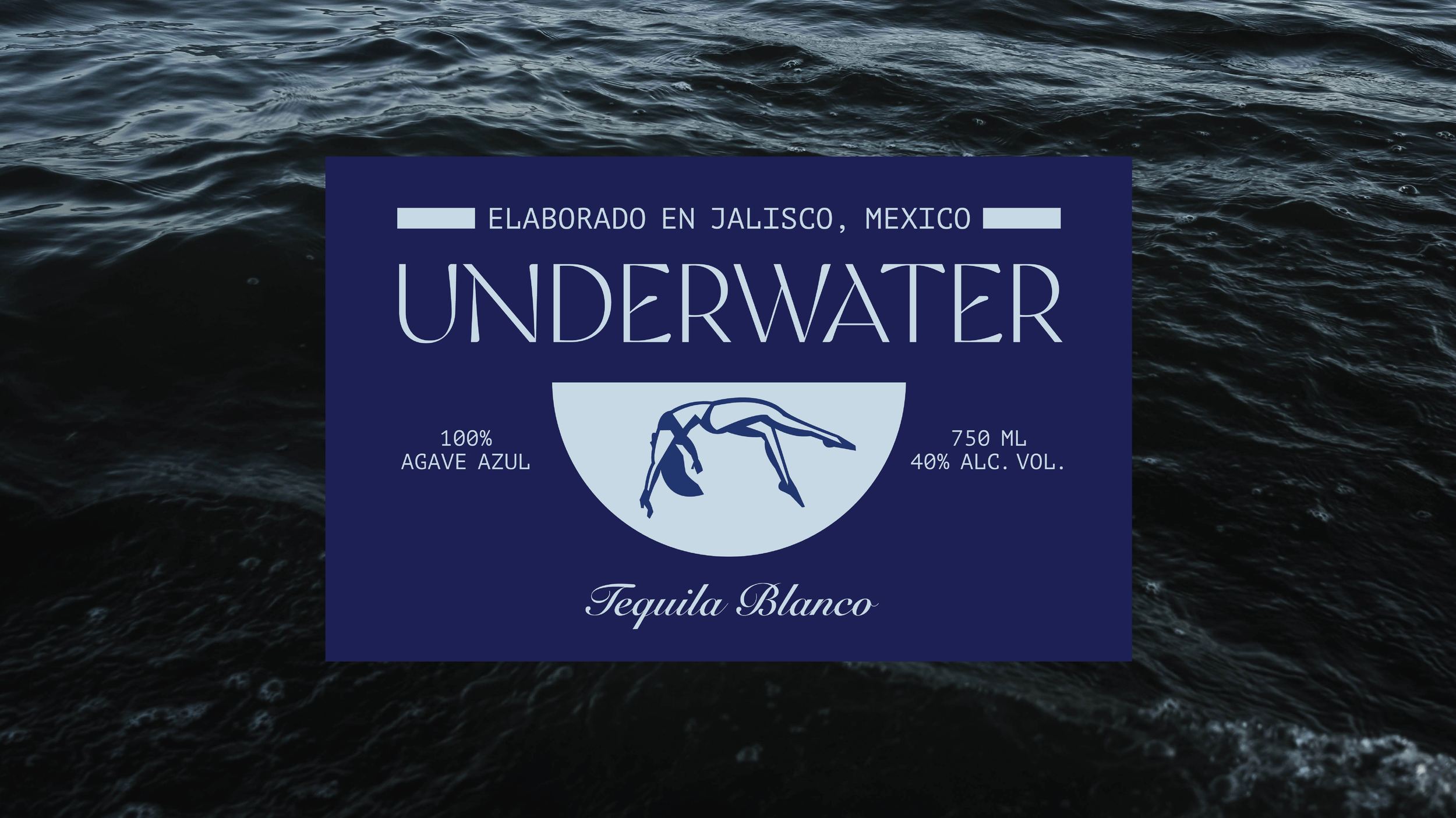 Underwater Tequila label design.