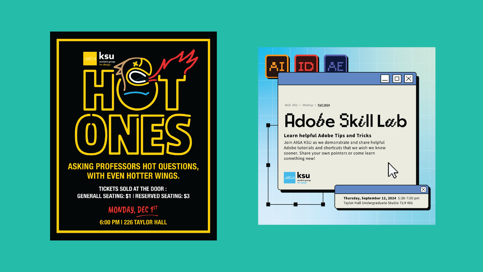 Instagram posts created for AIGA KSU events.