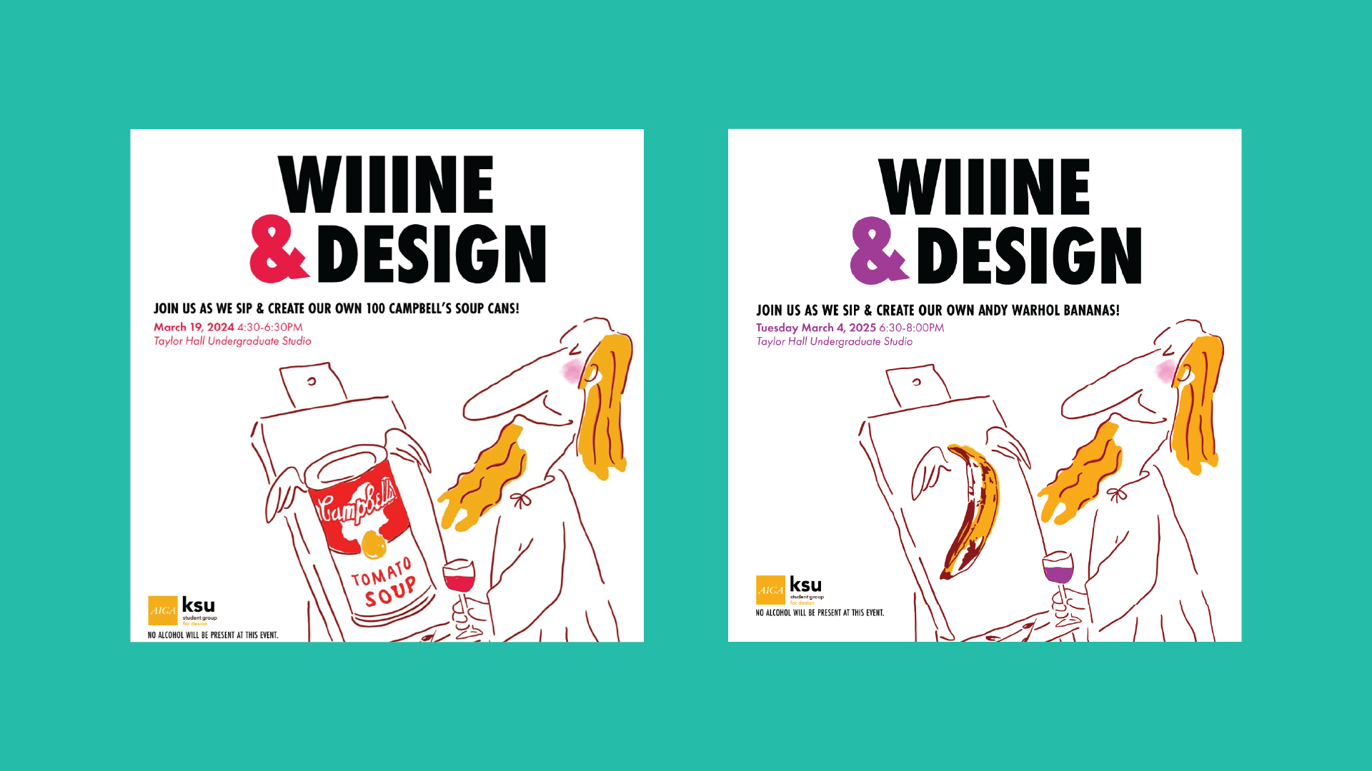 Instagram posts created for AIGA KSU events.