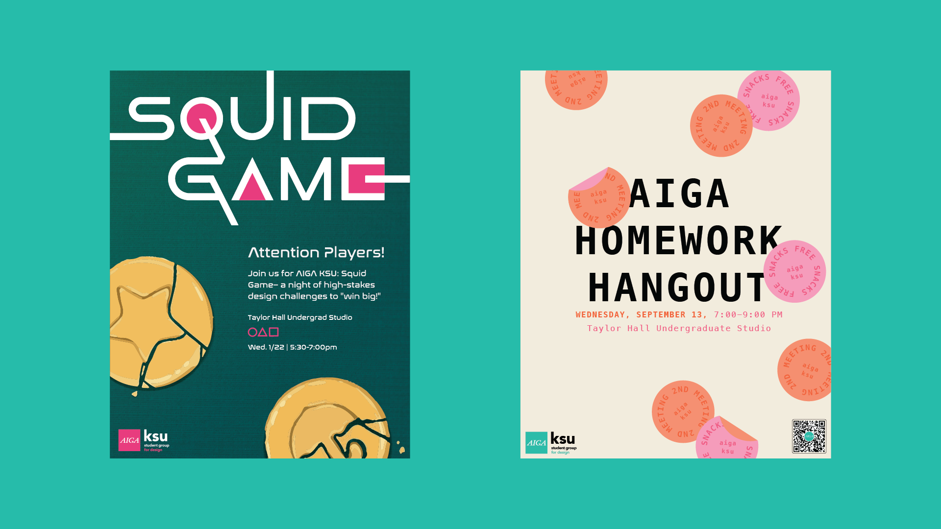Flyers created for AIGA KSU events.