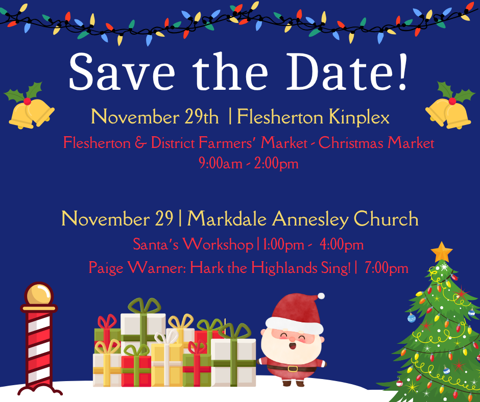 November 29 Santa Workshop and holiday market.