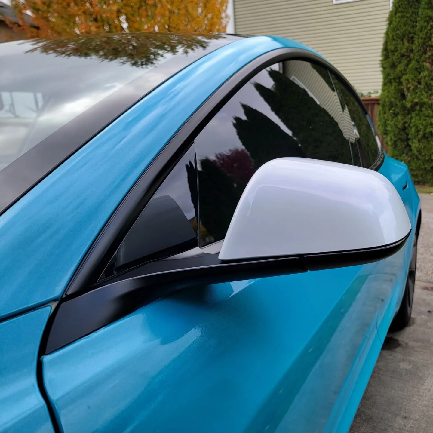 Custom mirror cap goo design. #carwrap #autoaestheticpnw