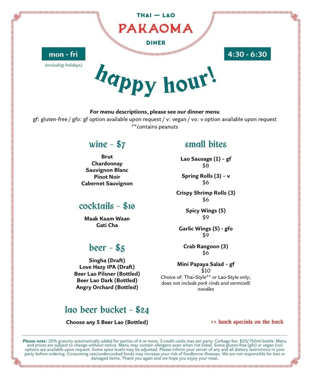 Happy Hour (Mon&ndash;Fri) 4:30&ndash;6:30 PM!
Good drinks, good bites, good vibes 💚💜
