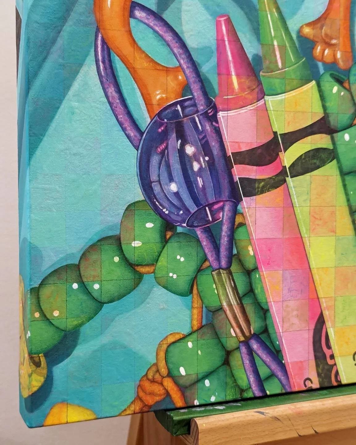 Ma partie pr&eacute;f&eacute;r&eacute;e du processus: recouvrir l&rsquo;effet de mosa&iuml;que cr&eacute;&eacute; par les carr&eacute;s color&eacute;s avec des couches de transparence. Corriger les imperfections, ajuster les couleurs, pr&eacute;ciser