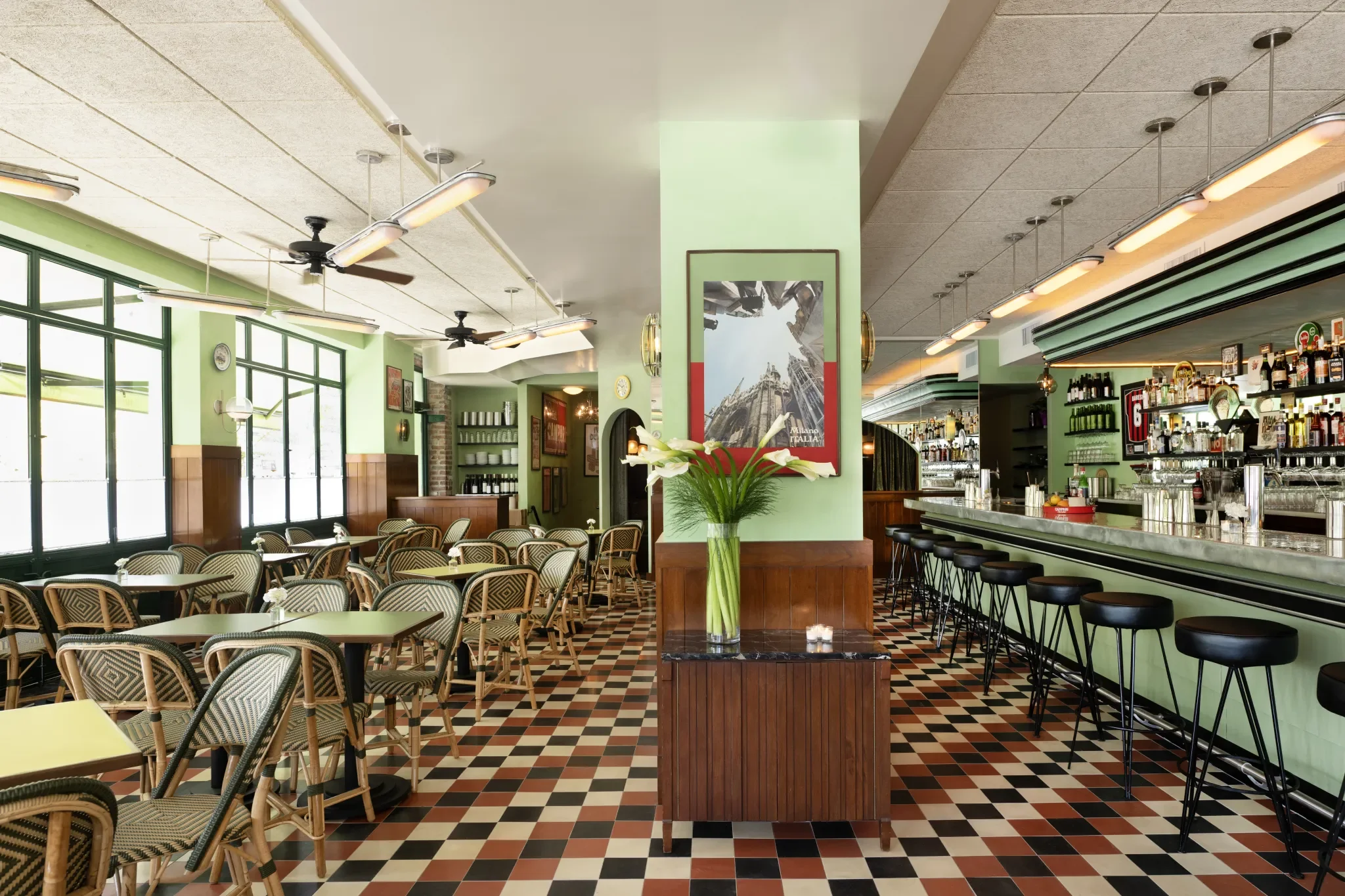 Interior shot of bar bianchi during the daytime