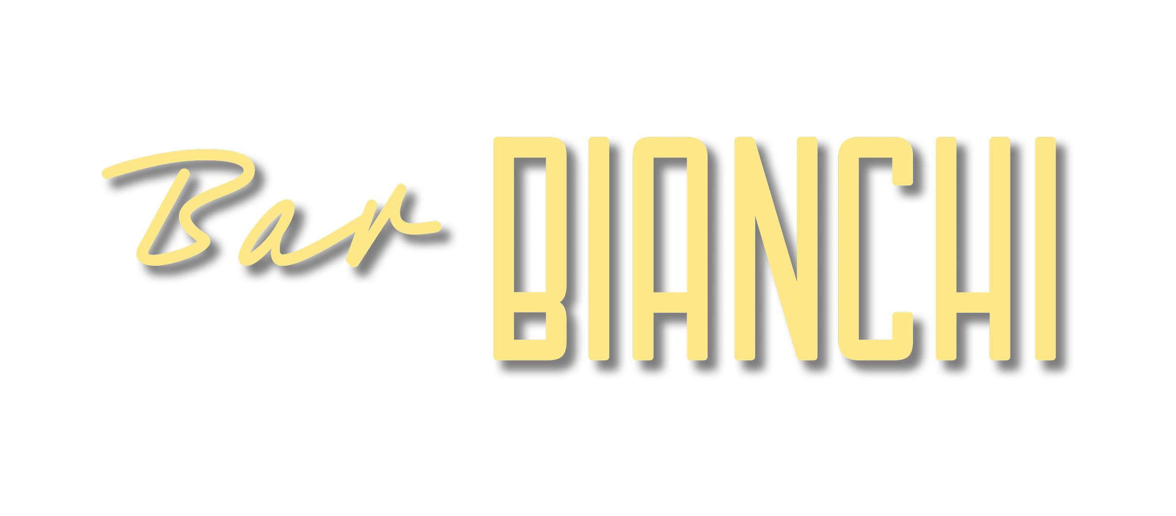 Neon sign displaying the words 'Bar Bianchi' with 'Bar' in cursive script and 'Bianchi' in bold uppercase letters on a black background.